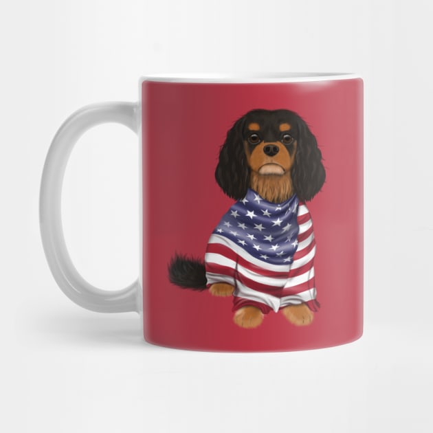 USA American Flag, Black & Tan Cavalier by Cavalier Gifts